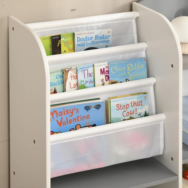 Qaba Kids Toy Storage Organizer Shelf, Children Bookshelf for Bedroom, Playroom, Nursery, Grey