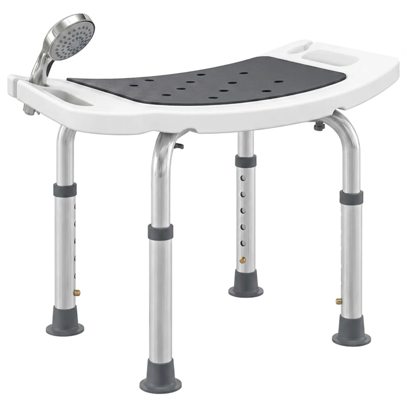 HOMCOM Height Adjustable Shower Chair Padded Bath Seat for Senior,