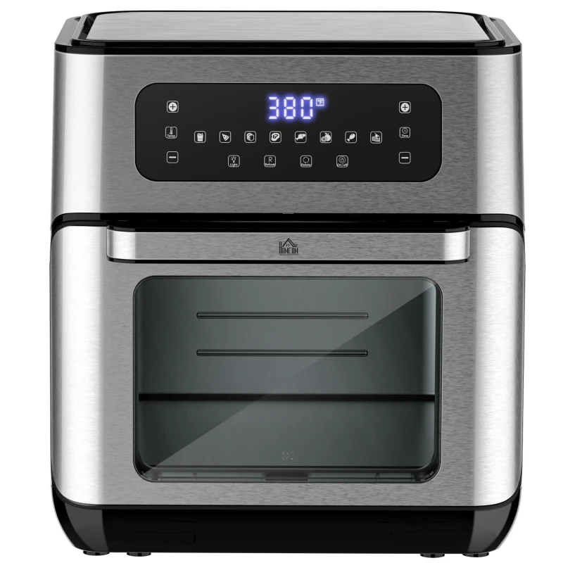 HOMCOM 10.5 Quart Air Fryer Oven with 8 Preset Cooking Menus, 1500W Air Fryer Toaster Oven, Countertop Convection Oven with 9 Accessories, Non-Stick Coating, Digital LED Screen