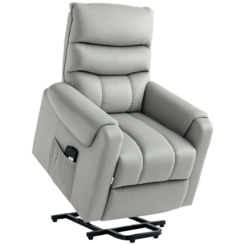 HOMCOM Lift Chair for Elderly, Massage Recliner Chair with 8 Vibration Points, Footrest, Remote Control, Side Pockets, Grey