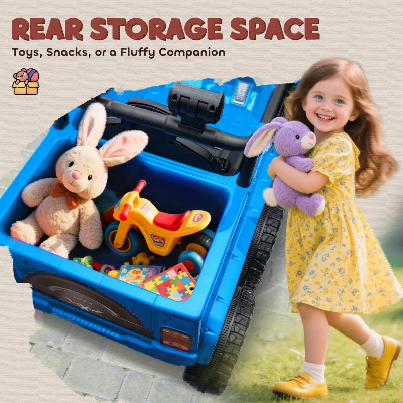 Qaba 12V 4x4 Kids Electric Car w/ 2WD/4WD Switchable, Remote Control, Spring Suspension System, Back Trailer, Light Blue