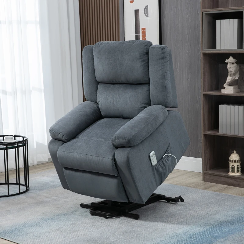 HOMCOM Electric Power Lift Recliner Chair for Elderly with Zero Gravity and Removable Upholstered Armrests, Reclining Chair with Remote Control, Side Pockets, Grey