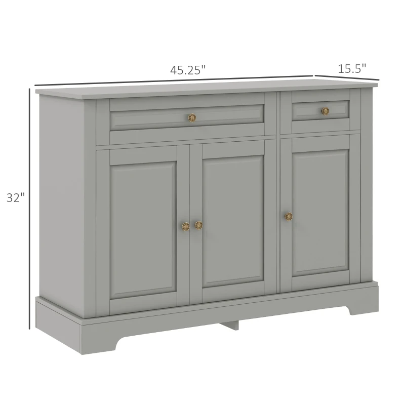 HOMCOM Modern Kitchen Storage Cabinet, Coffee Bar Cabinet with 2 Drawers and Adjustable Shelves for Dining Room