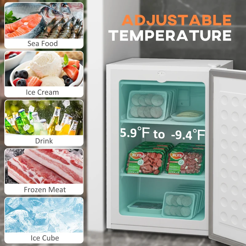 HOMCOM Upright Freezer, 3 Cu Ft Small Freezer with Reversible Single Door, Adjustable Thermostat for Home, Apartment, White