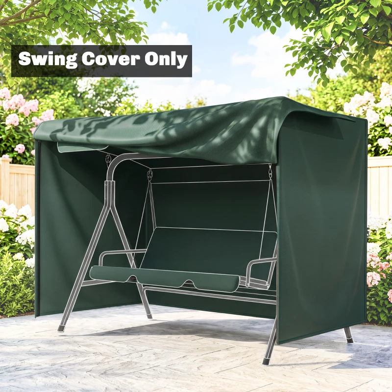 Outsunny 3-Seater Patio Swing Cover, Outdoor Garden Furniture Protection Hammock Glider Cover, 81" x 49" x 65", Dark Green