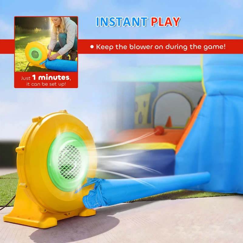 Qaba Bouncy Castle for Kids, Inflatable Bounce House with Slide, Pool (Ball Pit), Ball Shooting and Blower for Indoor Outdoor