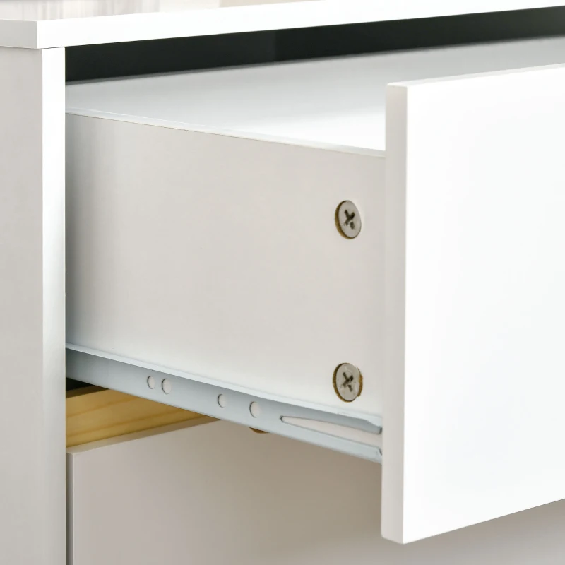 HOMCOM Nightstand, Bedside Table with 2 Drawers, Modern Side End Table with Solid Wood Legs for Bedroom, White