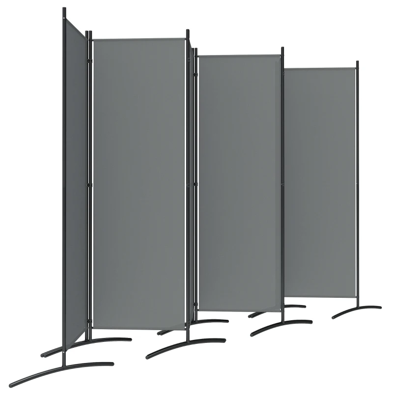 Outsunny 6 Panel Folding Outdoor Privacy Screen with Stable Base, 5.7FT Tall Room Divider with UV30+ Protection, Grey