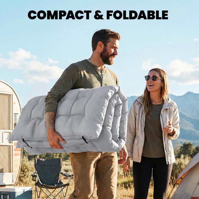 Outsunny Sleeping Mat, Camping Mat Pad with Elastic Straps, Light Grey