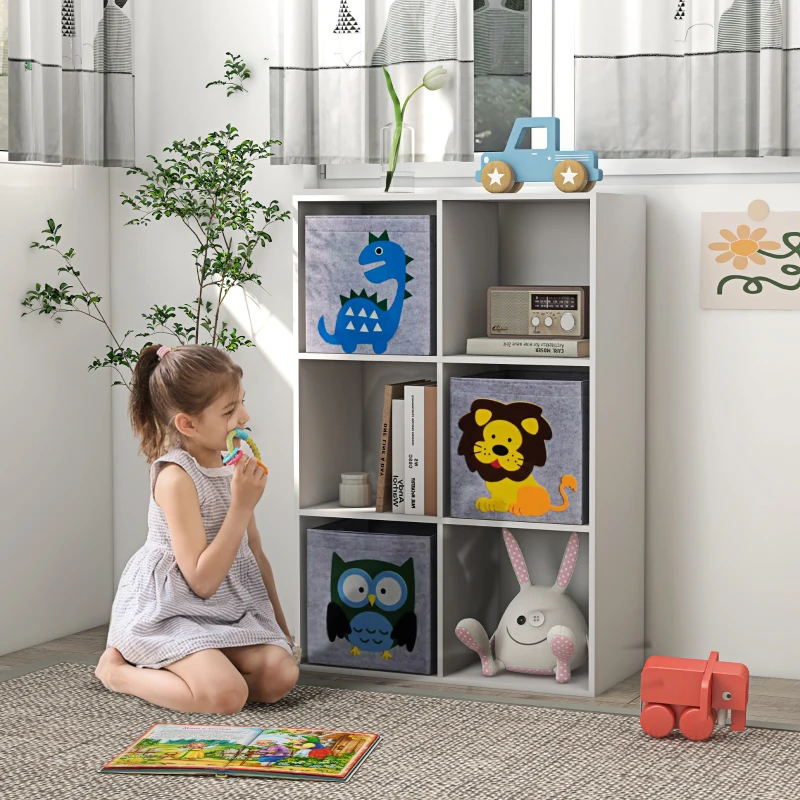 Qaba Toy Storage Organizer with 3 Nonwoven-Fabric Drawers for Children's Room, Playroom, Hallway, White