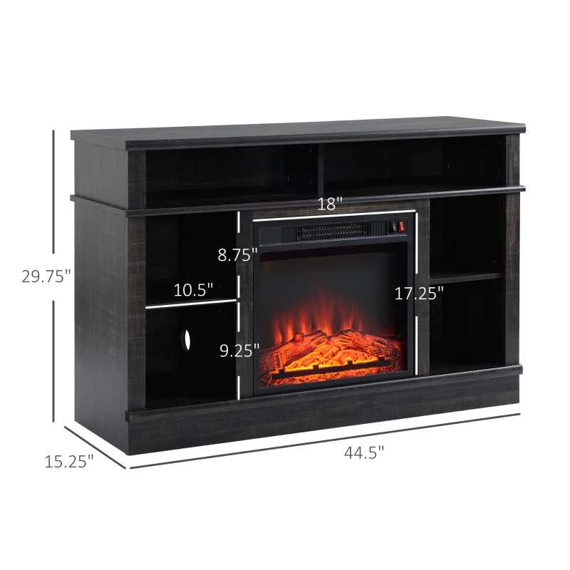 HOMCOM Electric Fireplace TV Stand Console for TV's up to 50", Living Room Storage Cabinet, Entertainment Center with Adjustable Shelves, 6 Cubby Storage and Cable Management, Espresso