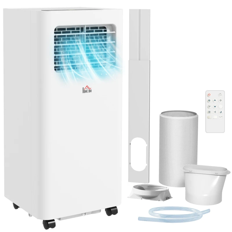 HOMCOM 8000 BTU Mobile Air Conditioner, 345 Sq. Ft., AC Unit with Dehumidifier, Sleep, 24H Timer On/Off, Window Kit, White