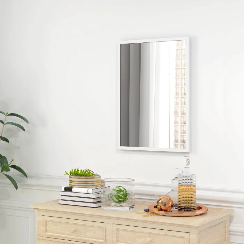 HOMCOM 20" x 28" Bathroom Mirror for Wall, Rectangular Mirror for Living Room, Bedroom, Entryway, White