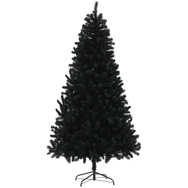 HOMCOM 9ft Unlit Artificial Black Christmas Tree, Holiday Decor with 2132 Branch Tips, Auto Open and Steel Base