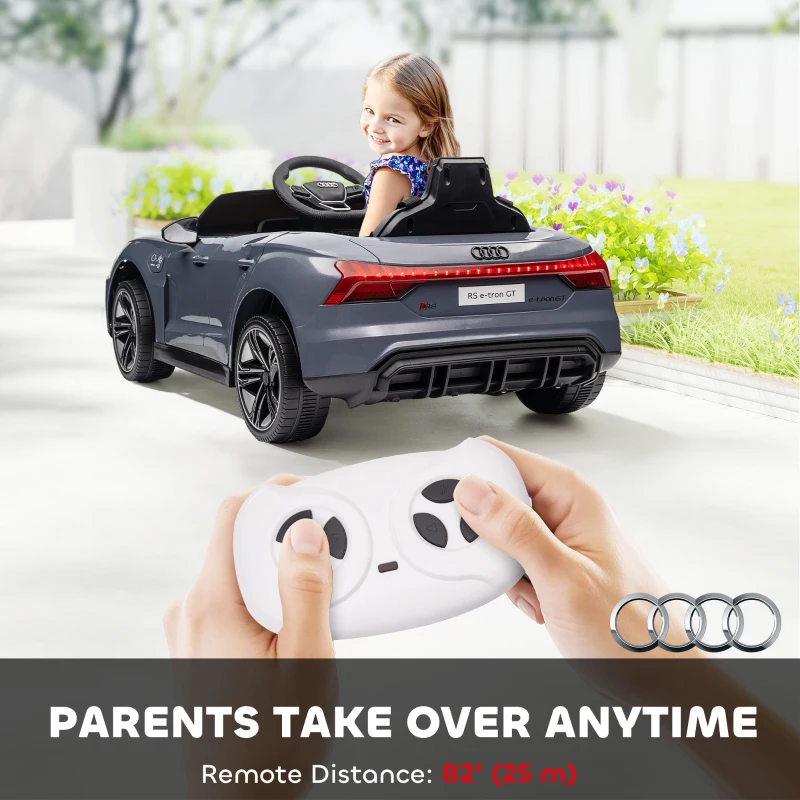 Aosom 12V Licensed Audi RS E-tron GT Kids Ride on Car with Remote Control, Suspension, Horn, Music, Lights, Gray
