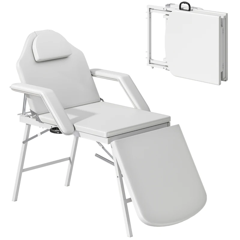 HOMCOM Portable Massage Table, Foldable Massage Bed, White