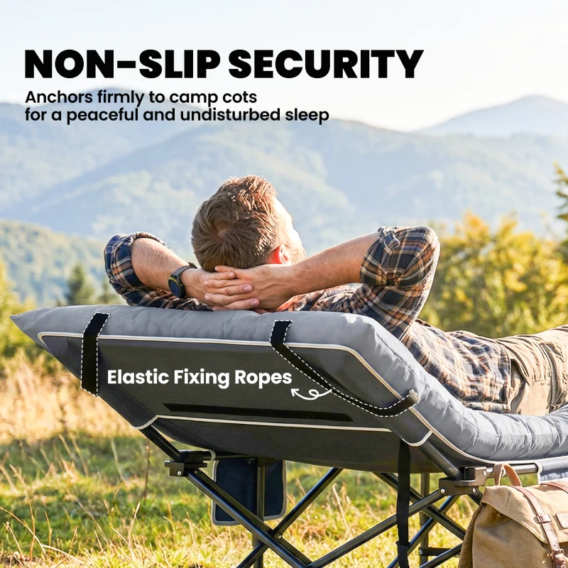Outsunny Sleeping Mat, Camping Mat Pad with Elastic Straps, Light Grey
