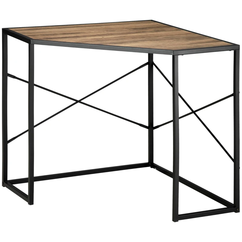 HOMCOM Corner Desk for Small Spaces, Small Computer Desk with Metal Frame, Space Saving Home Office Desk Workstation, Black