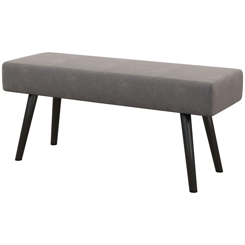 HOMCOM 39 Inches Upholstered Bedroom Bench, Modern End of Bed Bench with Steel Legs, Gray