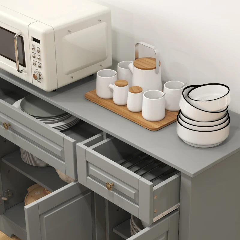 HOMCOM Modern Kitchen Storage Cabinet, Coffee Bar Cabinet with 2 Drawers and Adjustable Shelves for Dining Room