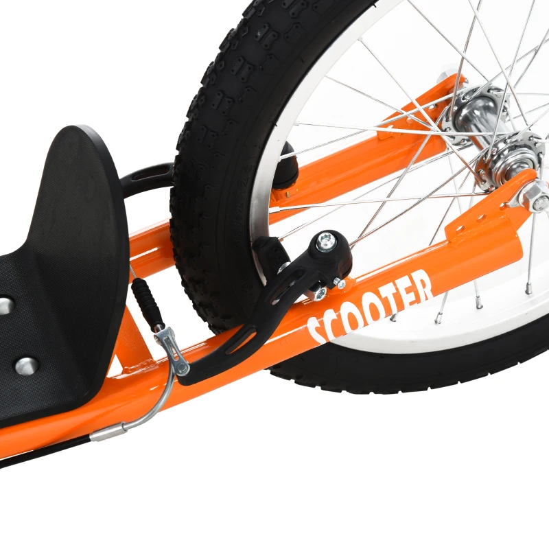Aosom Youth Scooter Kick Scooter for Kids 5+ with Adjustable Handlebar 16" Front and 12" Rear Dual Brakes Inflatable Wheels, Orange