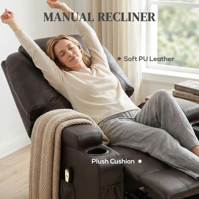 HOMCOM Power Lift Recliner Chair for Elderly, PU Leather Lift Chair with Thick and High Back, Footrest, Remote, Side Pockets, Cup Holders, Reclining Sofa for Living Room, Brown