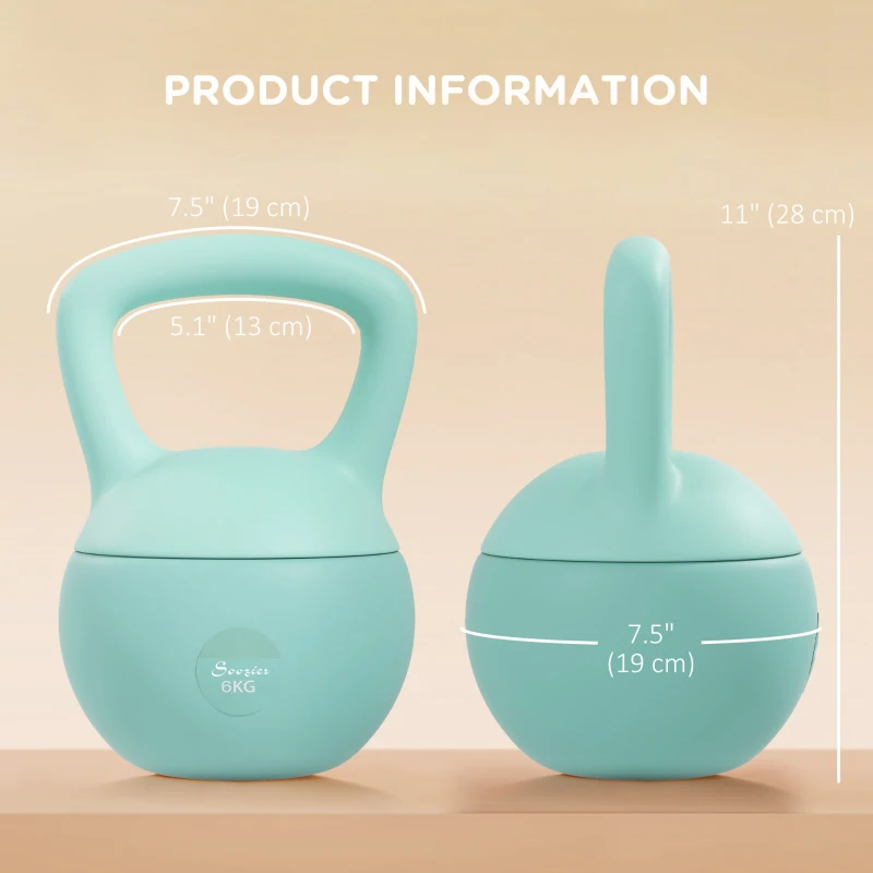 Soozier 13 lb Soft Kettlebell, Sand Filled Weight w/ Grip Handle, Kettlebell Weight for Full Body Workout, Green