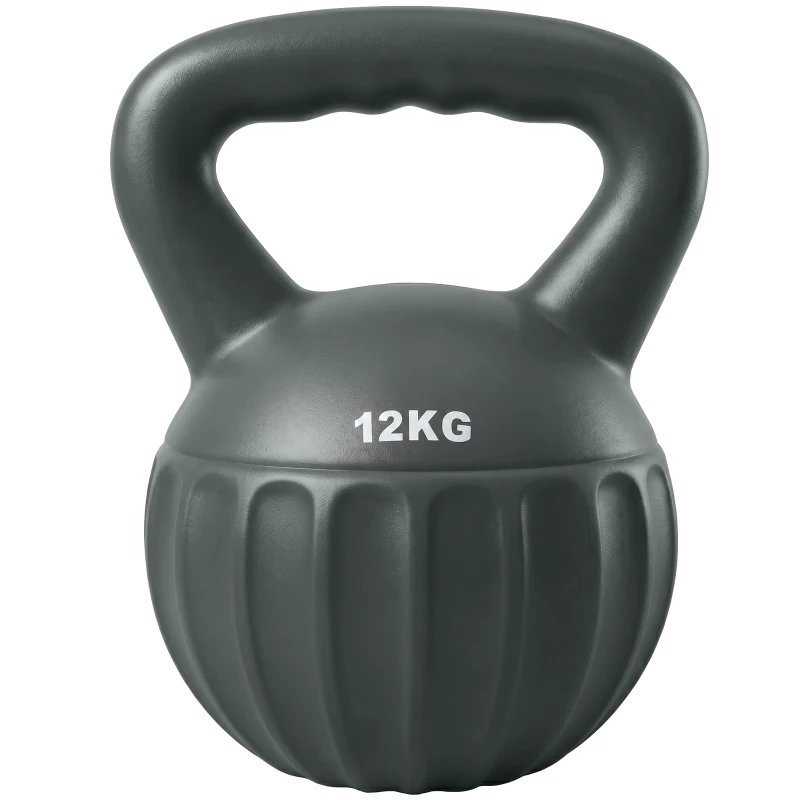 Soozier Kettlebell, 26 lbs Kettle Bell with Non-Slip Handle for Home Gym, Weight Lifting and Strength Training, Grey