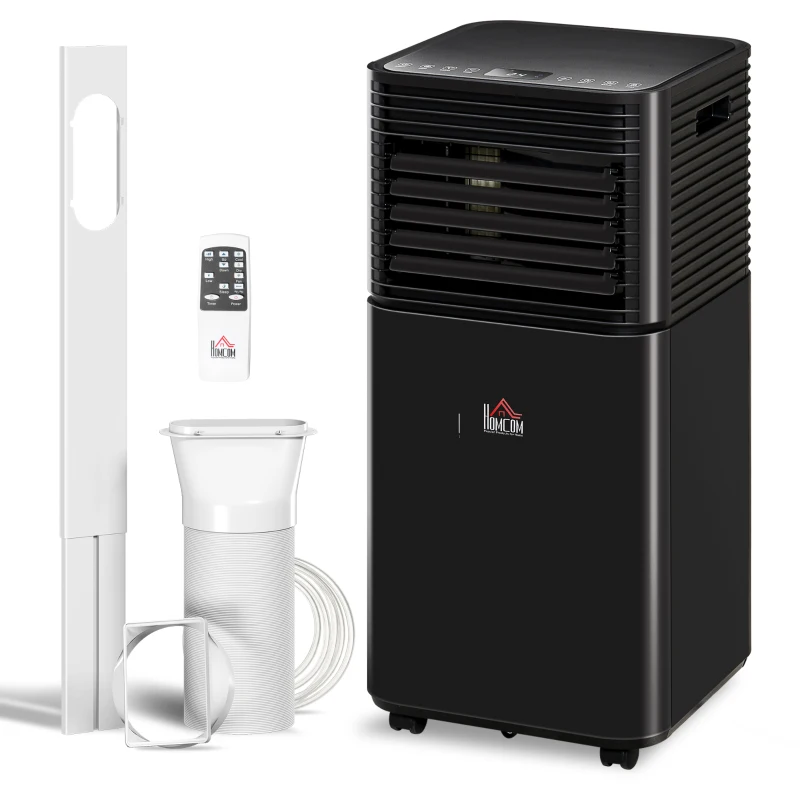 HOMCOM 8000 BTU Portable Air Conditioner with Fan & Dehumidifier Mode, Quiet AC Unit with Remote Control, 24-Hour Timer, Black