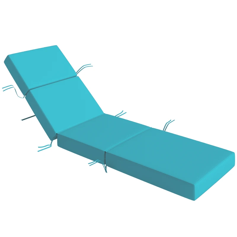 Outsunny Chaise Lounge Cushion, 4" Thick Outdoor Lounge Chair Cushion with Ties for Patio, 21" x 72", Blue