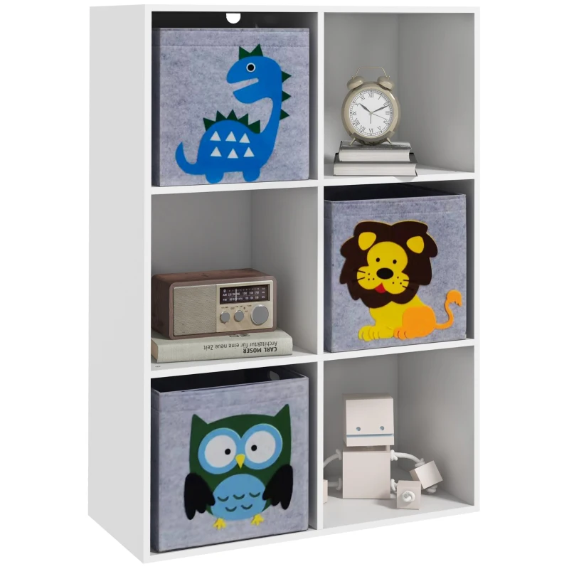 Qaba Toy Storage Organizer with 3 Nonwoven-Fabric Drawers for Children's Room, Playroom, Hallway, White