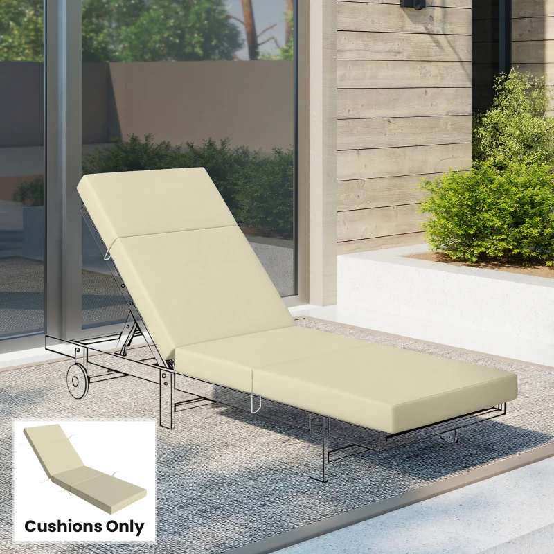 Outsunny Chaise Lounge Cushion, 4" Thick Outdoor Lounge Chair Cushions with Ties for Patio, 26" x 80", Cream White