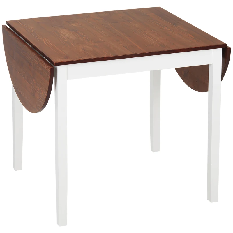 HOMCOM 55" Wood Kitchen Table, Drop Leaf Tables for Small Spaces, Brown