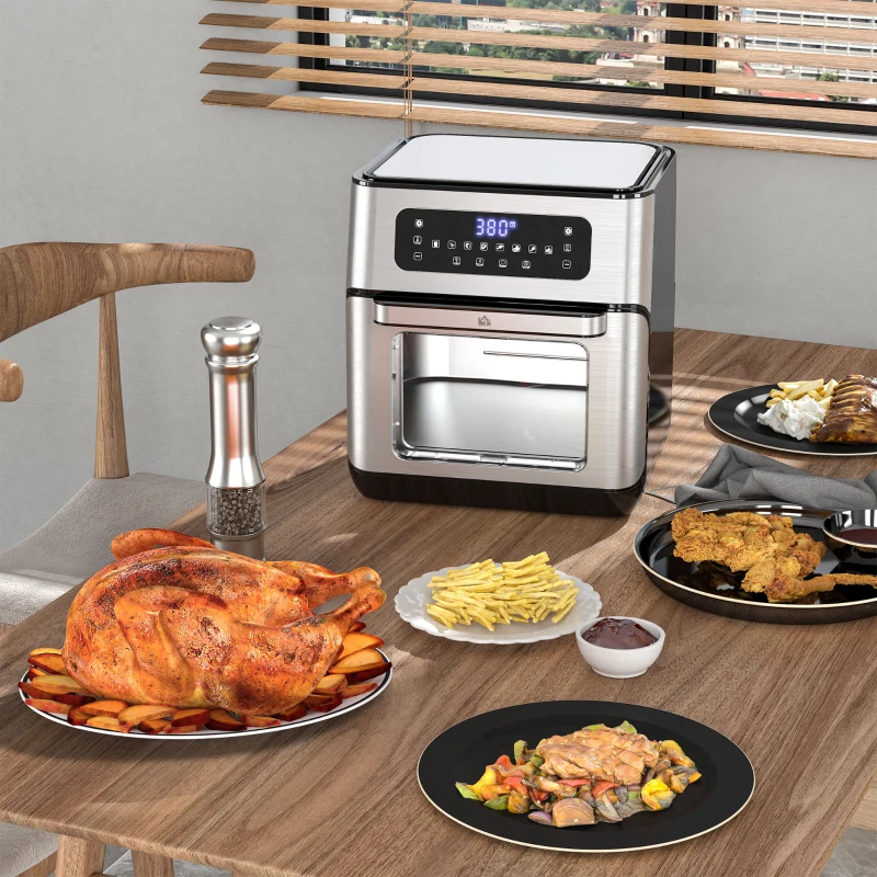 HOMCOM 10.5 Quart Air Fryer Oven with 8 Preset Cooking Menus, 1500W Air Fryer Toaster Oven, Countertop Convection Oven with 9 Accessories, Non-Stick Coating, Digital LED Screen