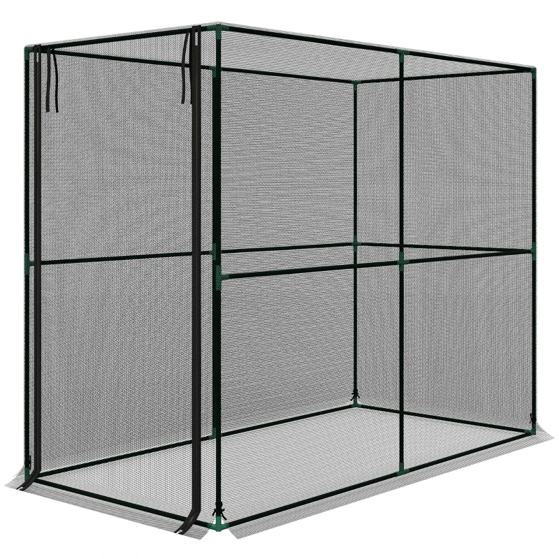 Outsunny Crop Cage, Plant Protection Tent with Zippered Door, Plant Protector from Animals for Vegetables Flowers Fruits, Black