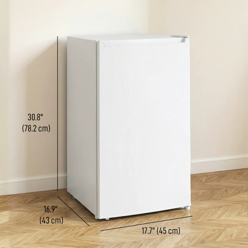 HOMCOM 2.1 Cu. Ft. Mini Freezer, Compact Upright Freezer with Reversible Door, Removable Shelf, Adjustable Temperature, White