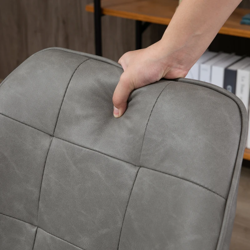 HOMCOM Modern Style Dining Chair Back Accent Chair with PU Leather Upholstery and Metal Legs for Living Room, Light Gray