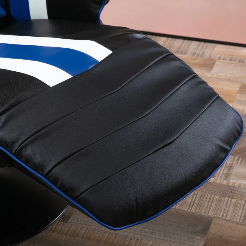 Vinsetto Gaming Chair, Racing Style Computer Recliner with Lumbar Support, Footrest and Cup Holder, Black/White/Blue