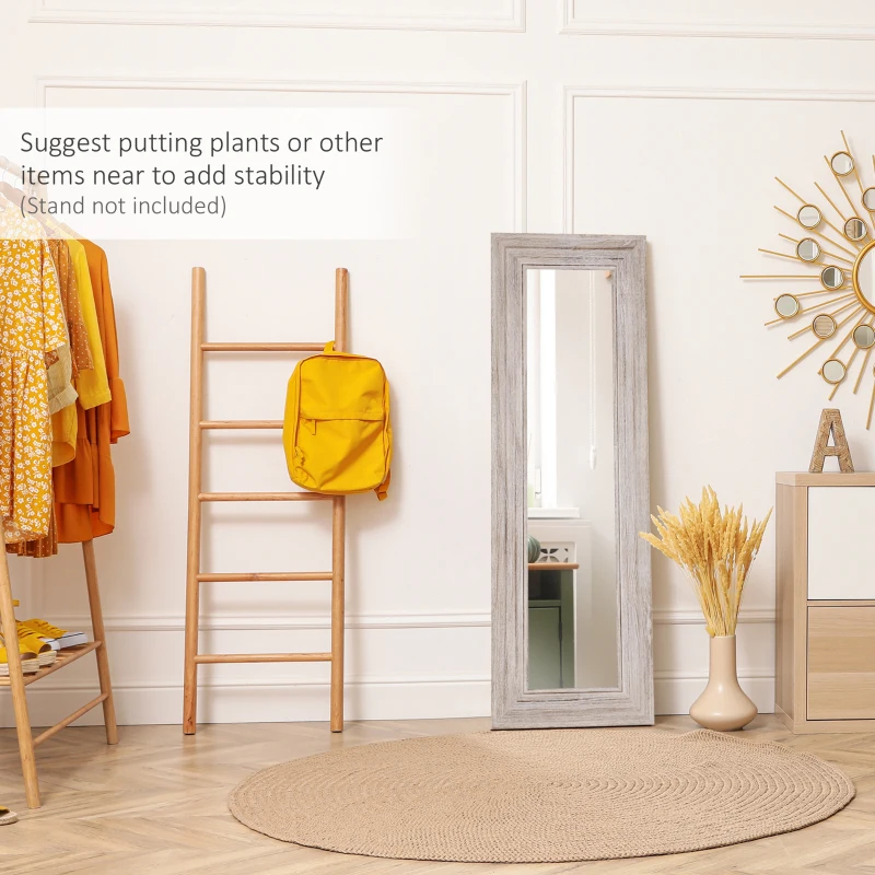 HOMCOM Rustic Wall Hanging and Leaning Floor Full Length Mirror, Gray