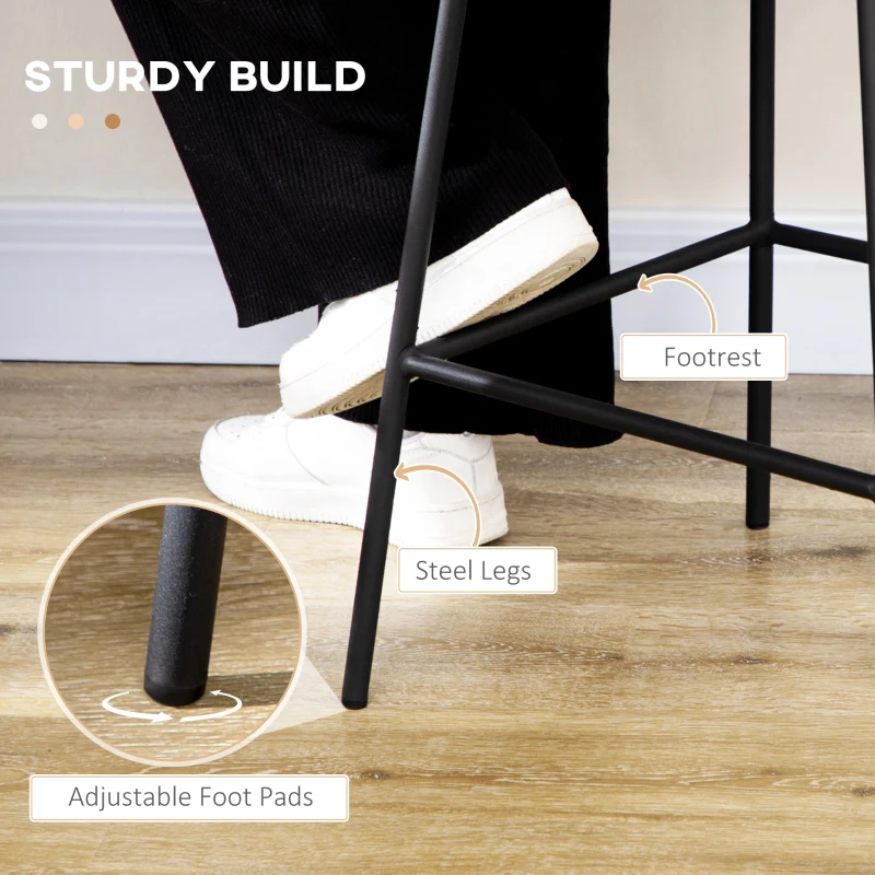 HOMCOM Set of 4 Rattan Barstools Wicker Counter Stools with Steel Legs and Footrest for Dining Room Kitchen Pub Yellow