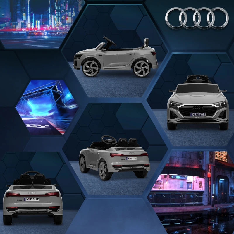 Qaba Audi Q8 e-tron Sportback Licensed 12V Battery Powered Kids Electric Car w/ Spring Suspension, Soft Start, Gray