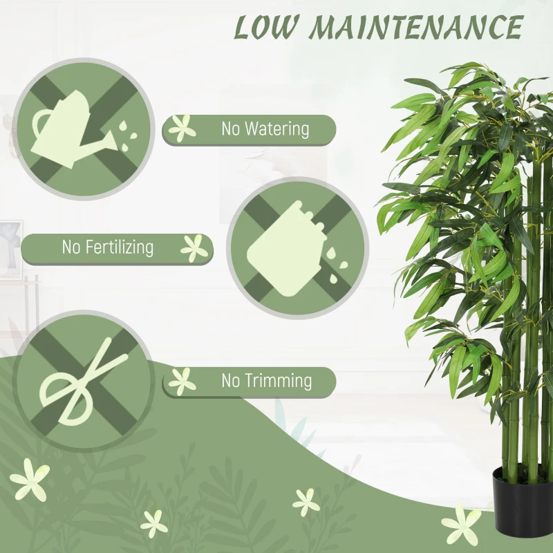 HOMCOM 4.6FT Artificial Bamboo Tree Set of 2, Decorative Faux Plant in Nursery Pot, Faux Tree for Home Indoor Decor