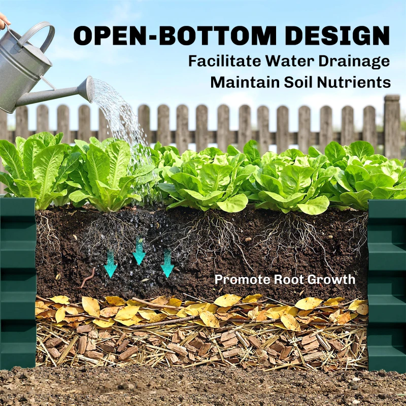 Outsunny Galvanized Raised Garden Bed, 4' x 2' x 1' Metal Planter Box, for Growing Vegetables, Flowers, Herbs, Succulents, Green
