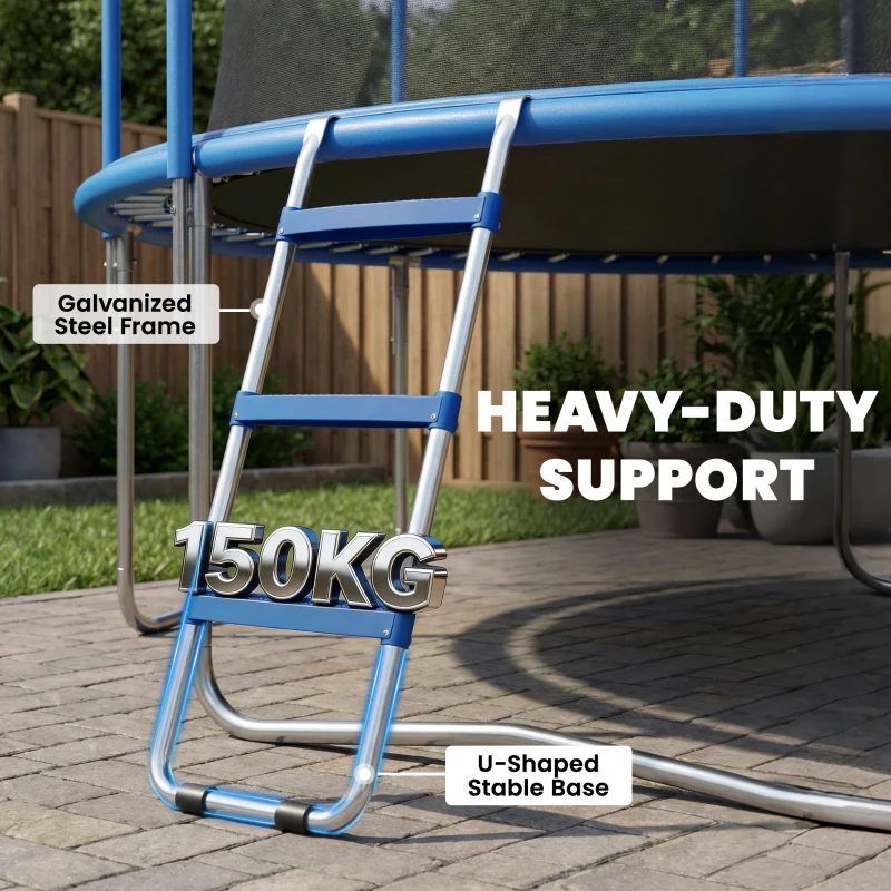 Soozier Trampoline Ladder, 3-Steps with Horizontal Wide Steps, Universal Hook, Galvanized Steel Frame, 330LBS Load Capacity