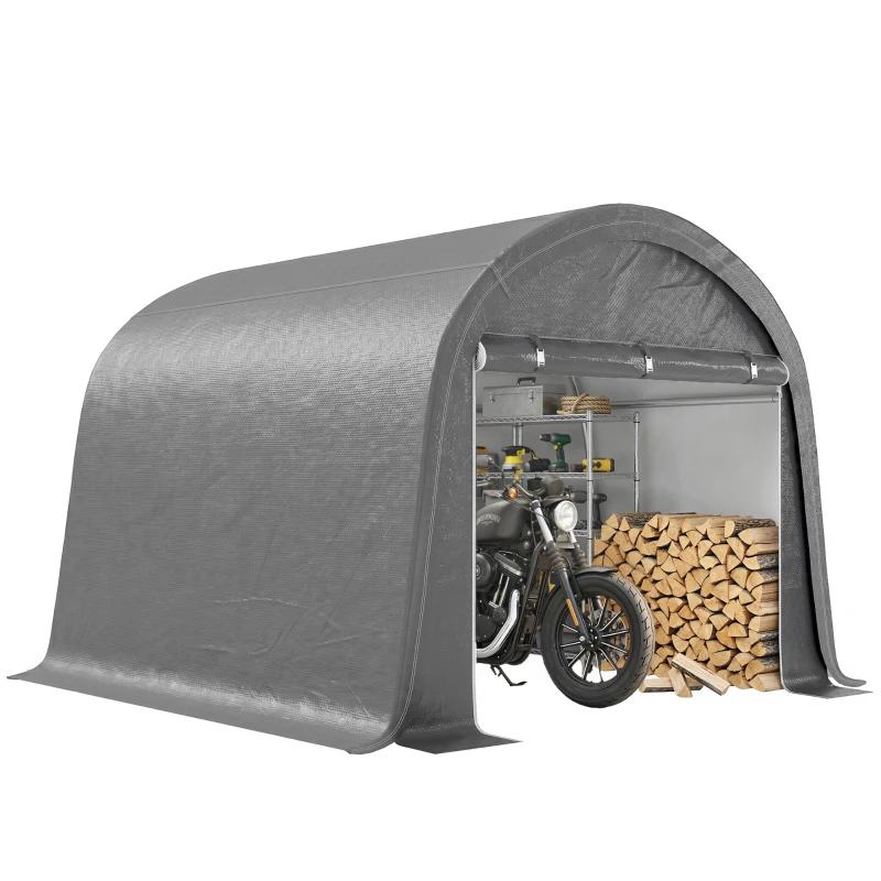 Outsunny 10' x 10' Outdoor Storage Tent, Heavy Duty and Waterproof Portable Shed for Bike, Motorcycle & Garden Tools, Light Grey