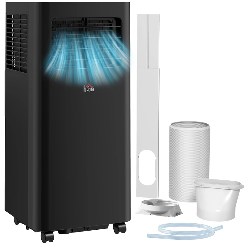 HOMCOM 10000 BTU Mobile Air Conditioner, 441 Sq. Ft., AC Unit with Dehumidifier, Sleep, 24H Timer On/Off, Window Kit, Black