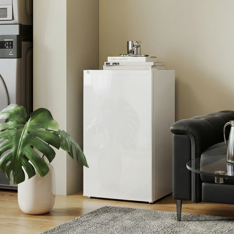 HOMCOM 2.1 Cu. Ft. Mini Freezer, Compact Upright Freezer with Reversible Door, Removable Shelf, Adjustable Temperature, White