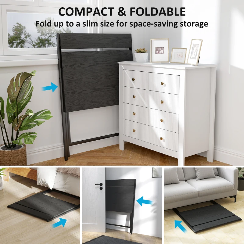 HOMCOM Folding Computer Desk, 32" Foldable Desk with Monitor Shelf for Small Space, Home Office, Study, Easy Assembly, Black