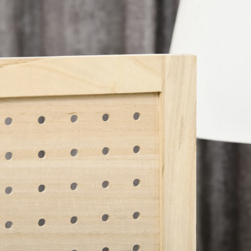 HOMCOM 4.7' 4 Panel Wooden Room Divider with Pegboard Display, Folding Privacy Screen for Home Office, Natural