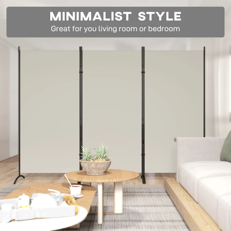 HOMCOM 6' 3 Panel Room Divider, Indoor Privacy Screen for Home, Light Gray